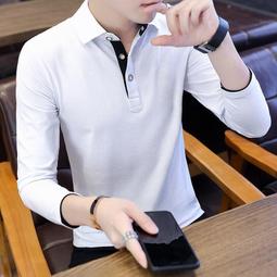 翻領長袖男士Polo衫秋季純棉長袖T恤男翻領寬鬆加大尺碼秋衣打底衫男緊身中年小衫薄款 歷史價格詳細信息