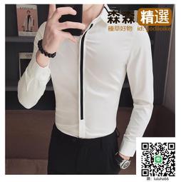 Ω依枝獨袖Ω【111】秋季新款時尚帥氣英倫修身韓版潮流長袖襯衫  [滿300出貨] 歷史價格詳細信息