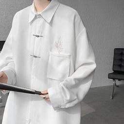 【襯衫】高級感刺繡潮男士長袖襯衫個性夜店青年修身寸衫時尚免燙襯衣服裝 歷史價格詳細信息