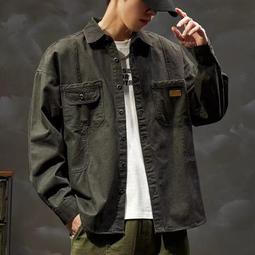 男士工裝美式復古山系襯衫軍綠色短袖寬松戶外法式襯衣多口袋男夏 歷史價格詳細信息