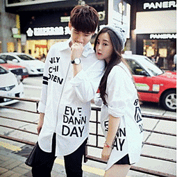 長袖襯衫 情侶裝-時尚休閒漸變色純棉男女襯衫(兩件)3色68s50【獨家進口】【米蘭精品】 歷史價格詳細信息