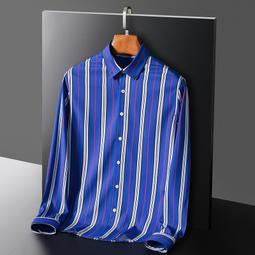 大碼條紋襯衫 潮流襯衣 工作襯衫 男士長袖襯衫商務裝時尚休閒修身襯衣 型男必備 歷史價格詳細信息