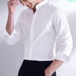 商務免燙白襯衫 棉 小立領襯衫男長袖 正裝緊身抗皺 中華立領黑色圓領 歷史價格詳細信息