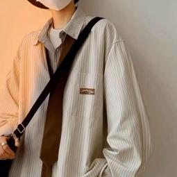 條紋襯衫外套男襯日系休閑寬松衣服潮流男士長袖襯衣新春季 韓系短袖襯衫男 修身襯衫 百搭襯衫 軍裝襯衫 休閒襯衫-潮男服飾 歷史價格詳細信息