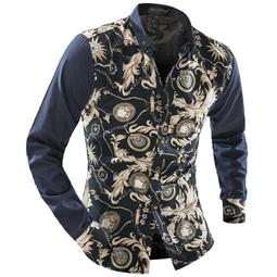 &Omega;衣枝獨袖&Omega;男士百搭長袖襯衫春秋季潮流薄款印花長袖襯衫 歷史價格詳細信息