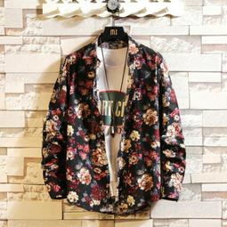 襯衫 短袖襯衫 花襯衫 休閒襯衫 夏天上衣 短袖 大尺碼襯衫 線描植物碎花古巴領潮夏威夷泰國復古襯衣   【滿300出貨 歷史價格詳細信息