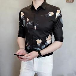 &Omega;衣枝獨袖&Omega;男士百搭長袖襯衫春秋季潮流薄款印花長袖襯衫 歷史價格詳細信息