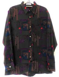 【古著尋寶A】日本製????oavis 長袖襯衫????L號 花襯衫 休閒 格紋 棕色 日系 日式 上衣 方塊 花磚 復古 男生 歷史價格詳細信息