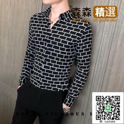 Ω依枝獨袖Ω新款男裝時尚特色刺繡花紋男士休閒翻領長袖襯衫  [滿300出貨] 歷史價格詳細信息