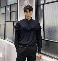 《TINO HOMME》2019春夏新款日韓版英倫風OVERSIZE大飄帶領結破壞破壞袖寬鬆長袖襯衫 歷史價格詳細信息