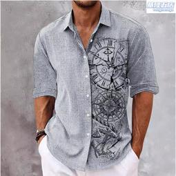 新款數碼3D印花竹節麻薄款長袖歐美風時尚爆款男士襯衫 歷史價格詳細信息