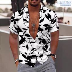 獨立站ebay男士翻領短袖透氣椰樹印花夏日設計新款襯衫男 歷史價格詳細信息