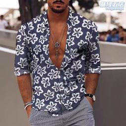獨立站外貿亞麻立領開衫數碼3D印花長袖歐美時尚爆款男士襯衫 歷史價格詳細信息