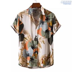 獨立站ebay男士翻領短袖透氣椰樹印花夏日設計新款襯衫男 歷史價格詳細信息