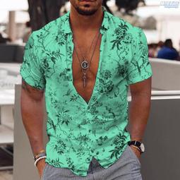 熱銷 男士短袖襯衣 港風夏季男 短袖襯衫 薄款原宿風 沙灘花襯衣 夏威夷度假風花襯衫系列 ins超火夏季薄外套 寬鬆大尺 歷史價格詳細信息