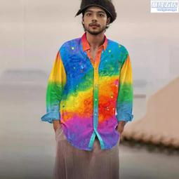 獨立站外貿亞麻立領開衫數碼3D印花長袖歐美時尚爆款男士襯衫 歷史價格詳細信息