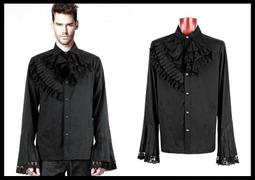 ＊mini PUNK LOLO＊ 歐洲中古世紀-皇家宮庭貴族查爾斯.貝里公爵蕾絲荷葉領歌德襯衫(黑色.SJM126) 歷史價格詳細信息