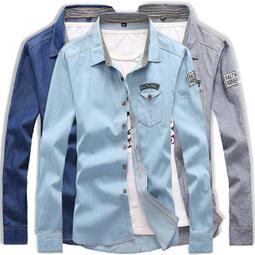 &Omega;衣枝獨袖&Omega;2016年春季新款男韓版長袖大碼修身牛仔襯衫長袖襯衫 價格比較,價格查詢,歷史價格詳細信息