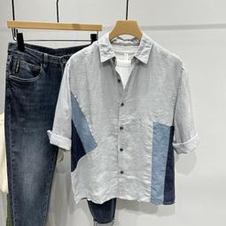 男亞麻襯 夏季亞麻棉麻短袖襯 襯 男裝青休閒麻料上 男士夏裝麻布 歷史價格詳細信息