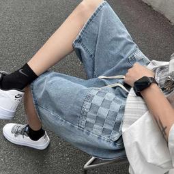 淺色牛仔短男士夏季薄款美式高街五分休閒寬鬆男生衩子 歷史價格詳細信息