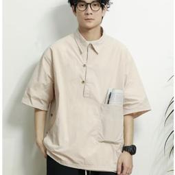 Polo衫男復古短袖小眾設計感半拉鍊t恤夏季純棉情侶寬鬆短袖-至簡原創 歷史價格詳細信息