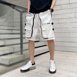 大口袋工裝短褲男夏季薄款潮牌休閑五分男褲冰絲外穿寬松中褲褲子 歷史價格詳細信息