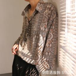 花襯衫 男 設計感小眾長袖襯衣 日系痞帥秋季上衣 ins港風夏季外套男 幾何印花襯衫 男jk上衣 襯衫 男  復古港風 歷史價格詳細信息