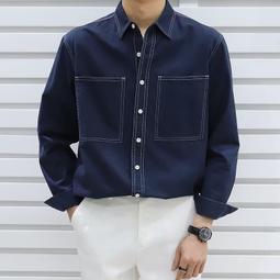 工裝襯衫 男長袖襯衫 寬鬆口袋襯衫 青年襯衫 休閒外套 男士襯衫 日系襯衫-潮男服飾 歷史價格詳細信息