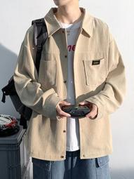 新品 襯衫 燈芯絨外套 燈芯絨夾克襯衫 秋季新款青年港風寬鬆休閒百搭男士襯衫外套 燈芯絨襯衫 襯衫外套 長袖襯衫 男生襯 歷史價格詳細信息