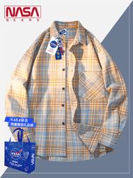 現貨NASA聯名秋季格子長袖襯衫男款翻領復古寬松情侶外套襯衣潮牌上衣 價格比較,價格查詢,歷史價格詳細信息