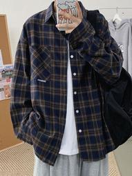 格子襯衫男長袖春秋休閑寬松襯衣男薄外套青少年夏季潮流百【超齡男裝】 歷史價格詳細信息