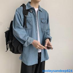 牛仔襯衫男春秋男士寬松長袖韓版純棉休閑上衣青年大碼外套潮流-靚仔男裝 歷史價格詳細信息