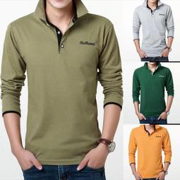 長袖polo 棉質長袖polo 長袖t恤男 爸爸裝 長袖T恤上衣 素色翻領polo衫 中老年男裝 歷史價格詳細信息