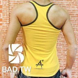 壞男愛世界《 BF限量款 - 合身超彈性挖背背心 (黃底咖啡邊) 》【S / M / L / XL 】(潮T、上衣、短袖、服飾) 歷史價格詳細信息