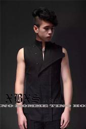 《TINO HOMME》2017春夏新款韓版非主流不規則剪裁後交叉長版背心訂做款加大尺碼6XL 歷史價格詳細信息