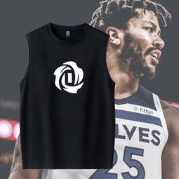 圓領無袖背心純棉運動風城玫瑰ROSE羅斯寬松無袖訓練球衣T恤大碼透氣健身背心 歷史價格詳細信息