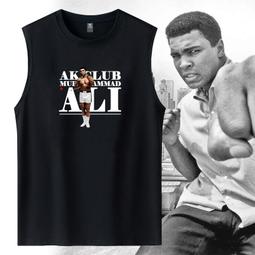 圓領無袖背心拳王穆罕默德阿里Ali拳王搏擊運動純棉無袖T恤Boxing大碼透氣背心 歷史價格詳細信息