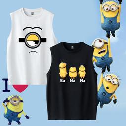 圓領無袖背心純棉卡通小黃人時尚印花體恤休閑大碼舒適男女透氣無袖T恤背心潮 價格比較,價格查詢,歷史價格詳細信息