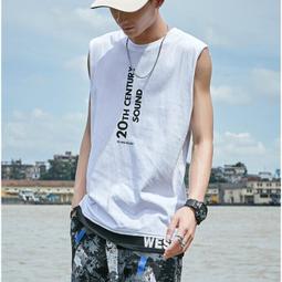 假兩件無袖背心t恤男生寬鬆潮嘻哈背心潮牌超火運動篮球坎肩ins外穿潮流夏吊嘎運動背心健身背心【FIZZE】 歷史價格詳細信息