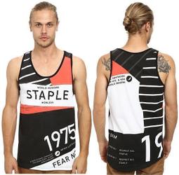 Cover Taiwan 官方直營 STAPLE 鴿子 復古 拼色 撞色 1975 坦克背心 黑白 橘紅 弧形下襬 價格比較,價格查詢,歷史價格詳細信息