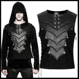 MINI PUNK LOLO＊黑暗龐克視覺-異形帝國機密獵殺行動皮革拼接雙口袋個性造型襯衫(Y-800)PUNK 歷史價格詳細信息