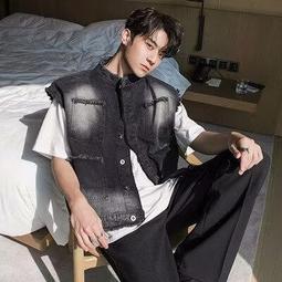 Q背心男 高街ins美式復古水洗黑色坎肩無袖t恤 oversize做舊嘻哈印花背心（HCS10）【壹號站】 歷史價格詳細信息