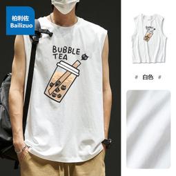 寬松休閑無袖冰絲連帽背心T恤男夏季薄款連帽運動潮男坎肩上衣-毛毛男裝 歷史價格詳細信息