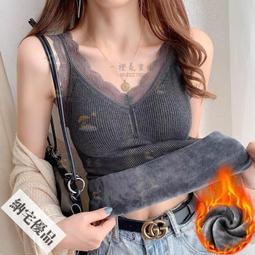 可開發票 秋冬新款保暖吊帶背心女加絨加厚帶乳膠胸墊打底內衣女防寒百搭款 歷史價格詳細信息