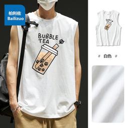 寬松休閑無袖冰絲連帽背心T恤男夏季薄款連帽運動潮男坎肩上衣-毛毛男裝 歷史價格詳細信息