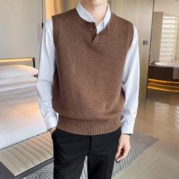 四色可選針織馬甲 毛衣背心 男女同款 情侶款 馬甲背心 韓版馬夾 學院風背心上衣 毛線無袖 坎肩 寬鬆 歷史價格詳細信息