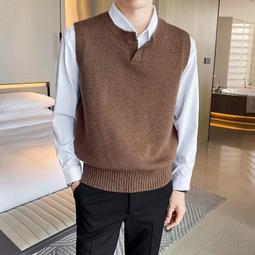 四色可選針織馬甲 毛衣背心 男女同款 情侶款 馬甲背心 韓版馬夾 學院風背心上衣 毛線無袖 坎肩 寬鬆 歷史價格詳細信息