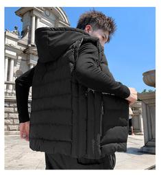 大尺碼男士鋪棉背心 保暖棉外套 韓版白色背心 休閒潮流立領馬甲 情侶款羽絨棉背心 防風無袖外套 保暖休閑馬甲 歷史價格詳細信息