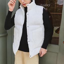大尺碼男士鋪棉背心 保暖棉外套 韓版白色背心 休閒潮流立領馬甲 情侶款羽絨棉背心 防風無袖外套 保暖休閑馬甲 歷史價格詳細信息