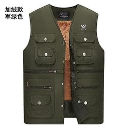 爸爸馬甲春秋純棉坎肩中老年男士多口袋冬季休閑馬夾戶外釣魚背心 歷史價格詳細信息